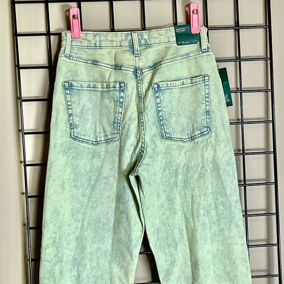 90s High Rise Lime Green Acid Wash Jeans - Picture 2 of 4